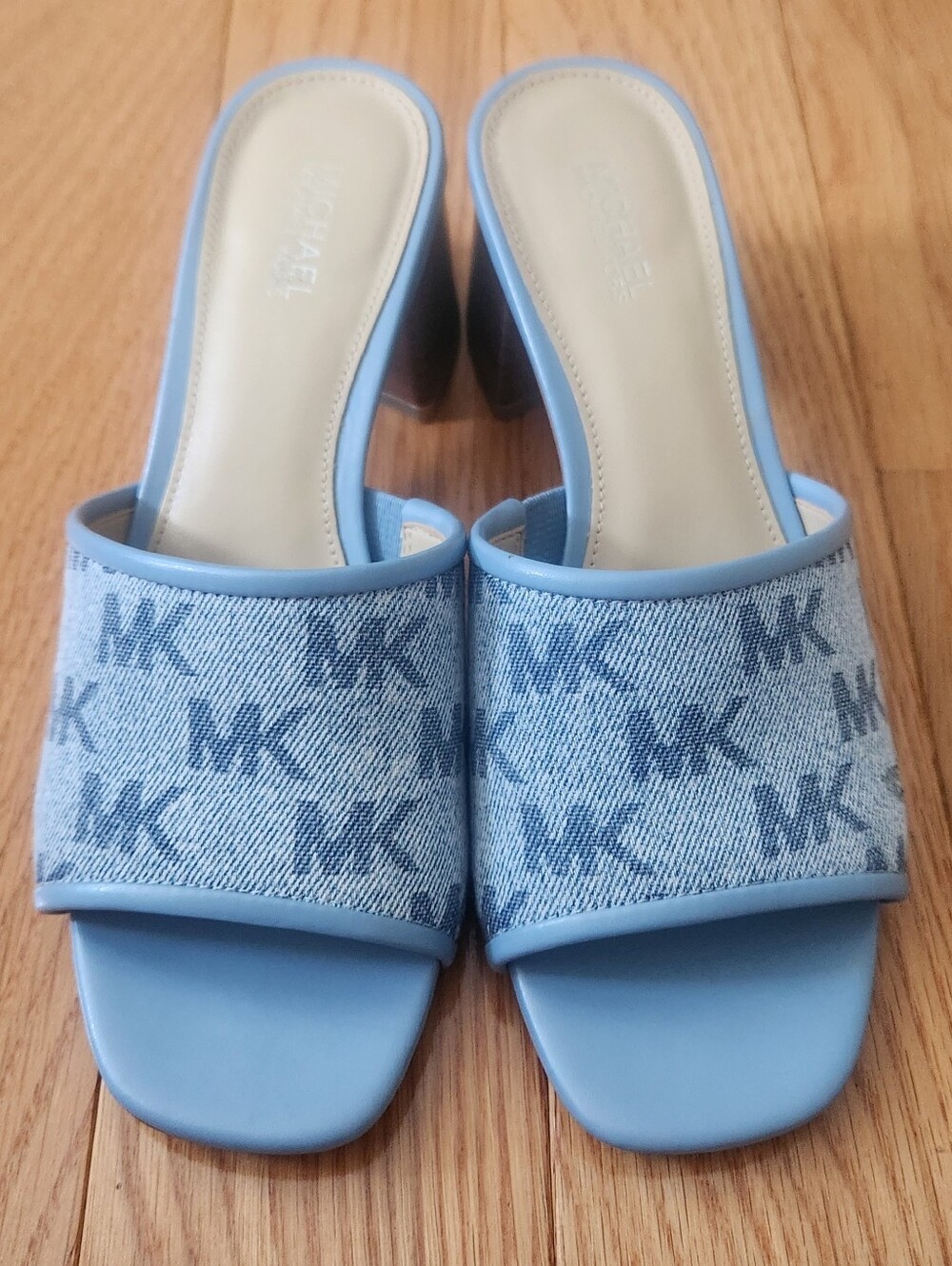 Michael Kors Denim MK Logo Slide Mules